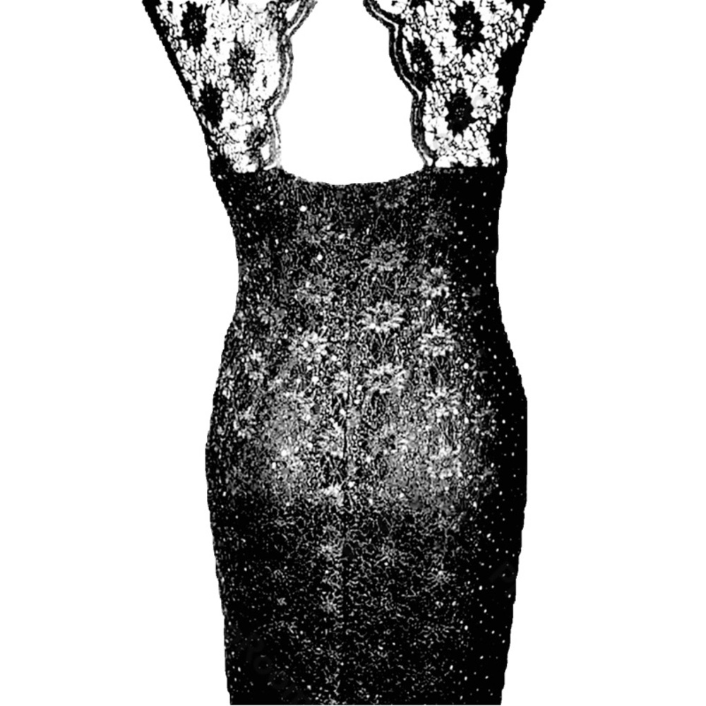 Like new!  Elegant, Sexy Black Lace Cutout Party Dress. Midi. Size 8/10 - Picture 6 of 12